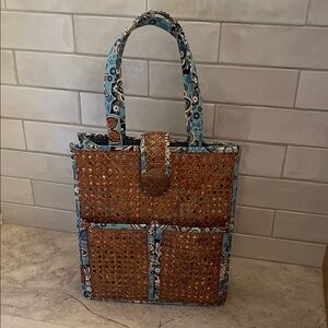 Vera Bradley Blue and Brown Woven Tote